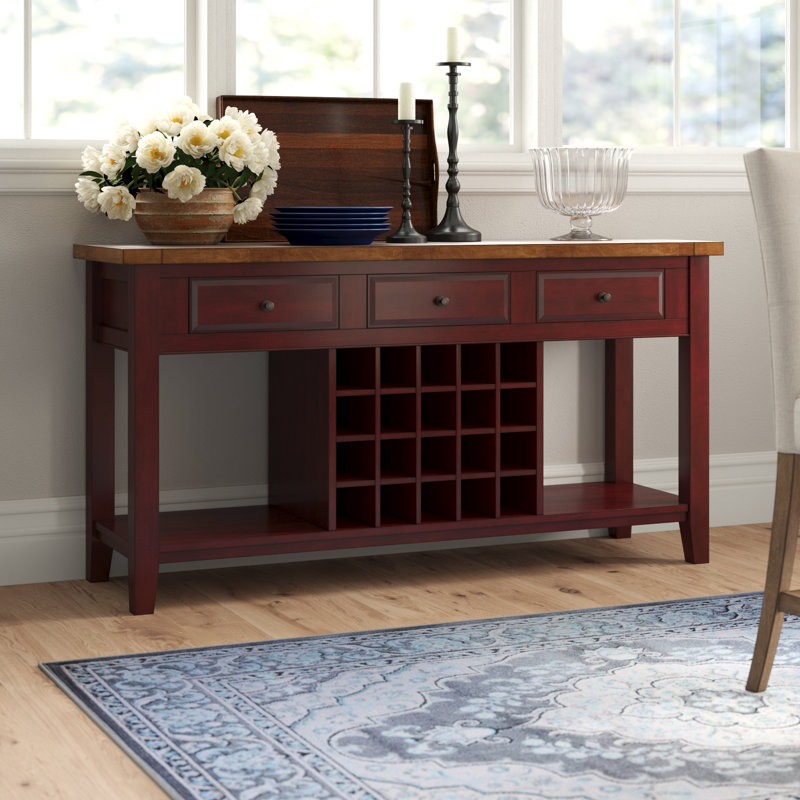 Three Posts™ Fortville Wood Wine Rack Buffet Table & Reviews Wayfair